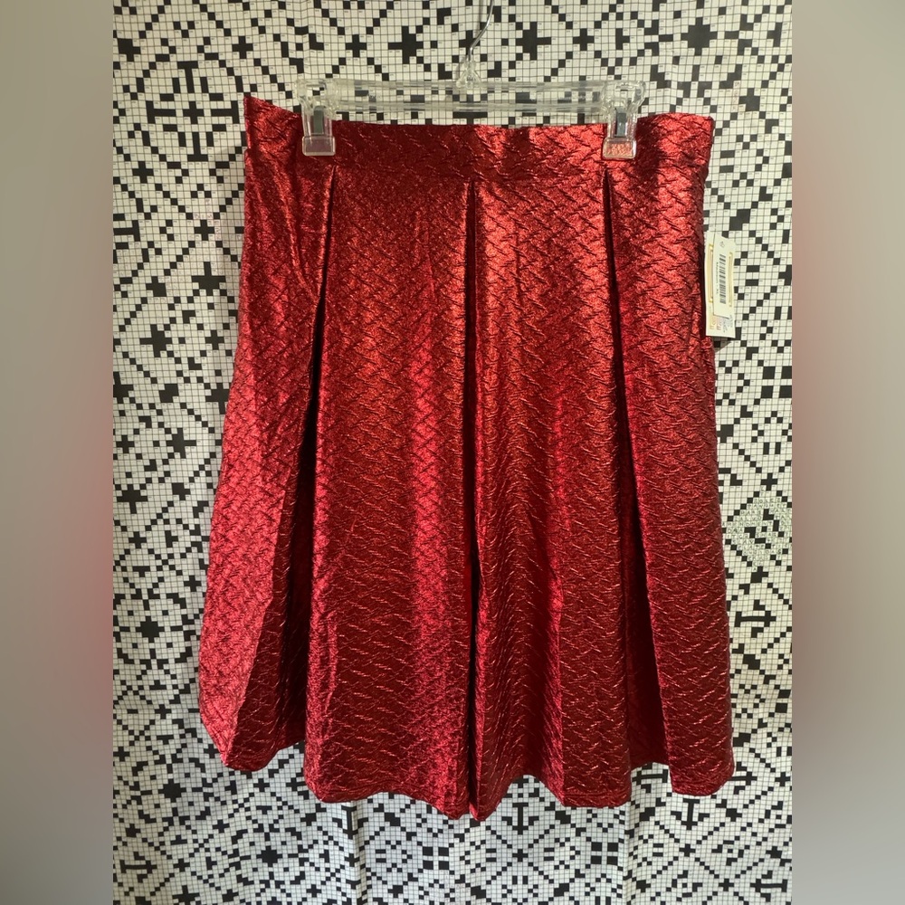 LuLaRoe Elegant Madison A-Line Red Metallic Skirt